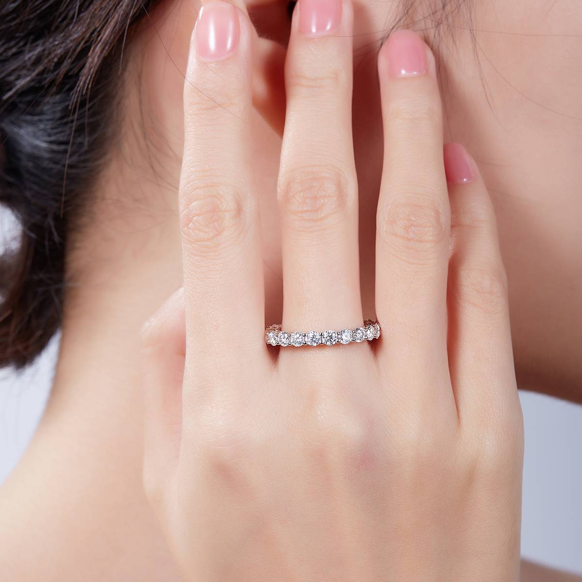 Round Full Body Ring S925 Silver Plated Platinum Moissanite Women's Ring 2.4 Carat D-Class